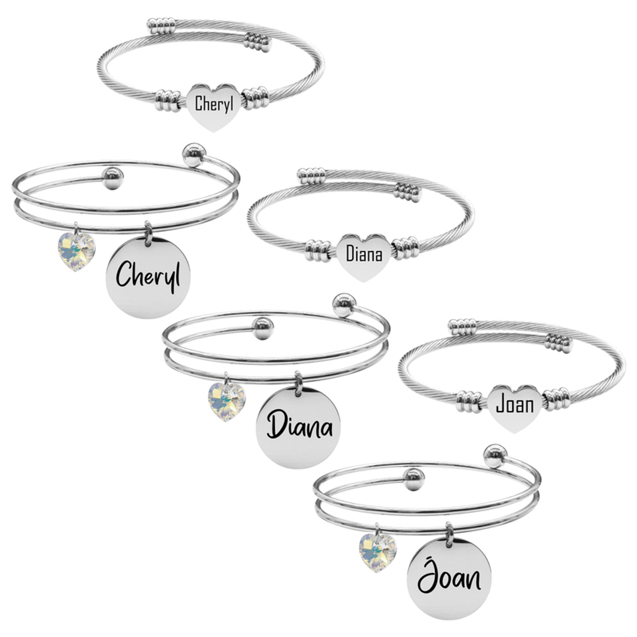 Womens Personalized Reversible Name Bracelet Set By Pink Box - 23.S.SWA-DBL.OHC-AMELIA