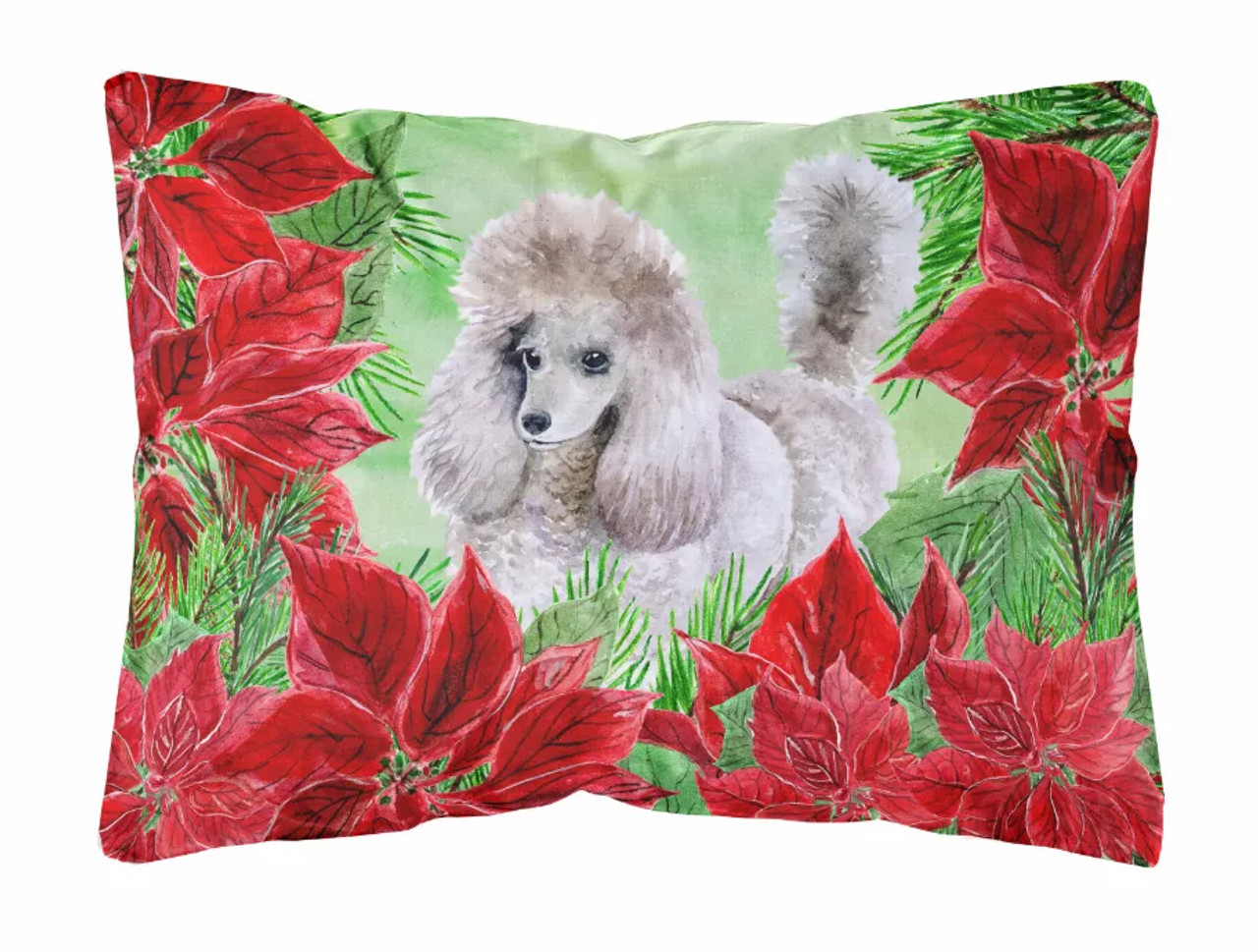Poinsettas Dog Art Canvas Fabric Decorative Pillow - S000213B001695P112023V000