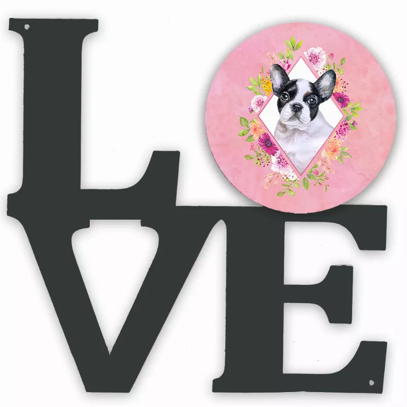 Dog Breed Flowers Design Metal Wall Artwork LOVE - S000213B001695P011003V000