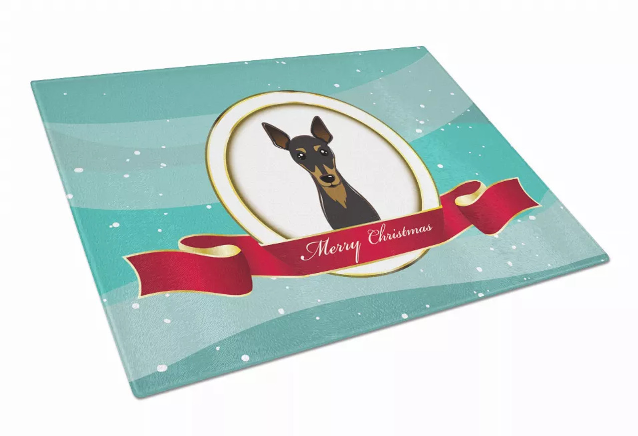 Merry Christmas Dog Print Glass Cutting Board Large - S000213B001695P055807V019