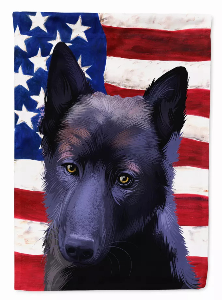 American Flag with Dog Artwork Flag Canvas House Size - S000213B001695P013765V002
