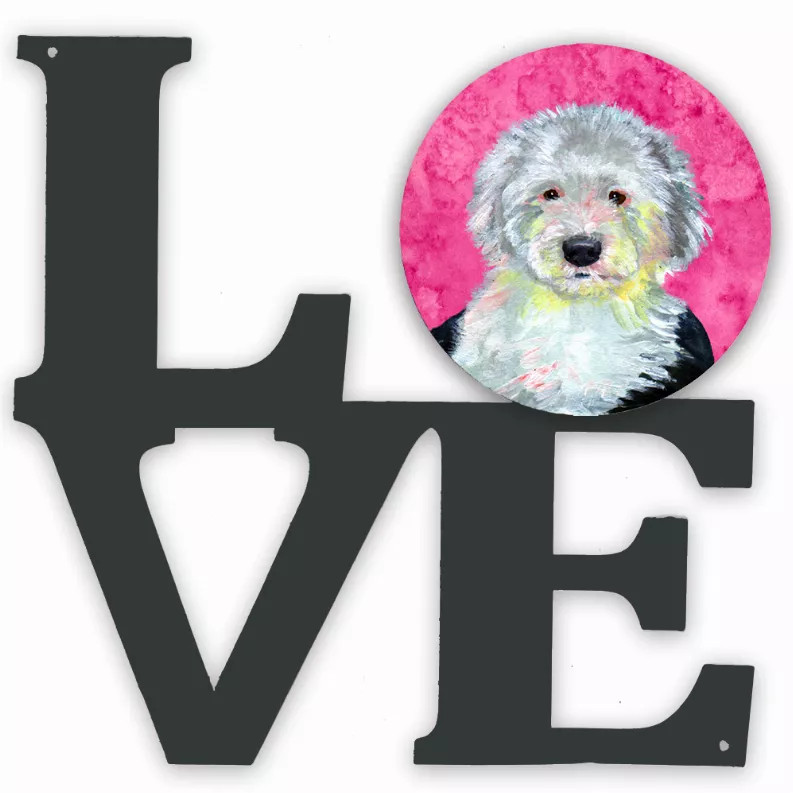 Blue/Pink Dog Metal Wall Artwork LOVE - S000213B001695P012650V000