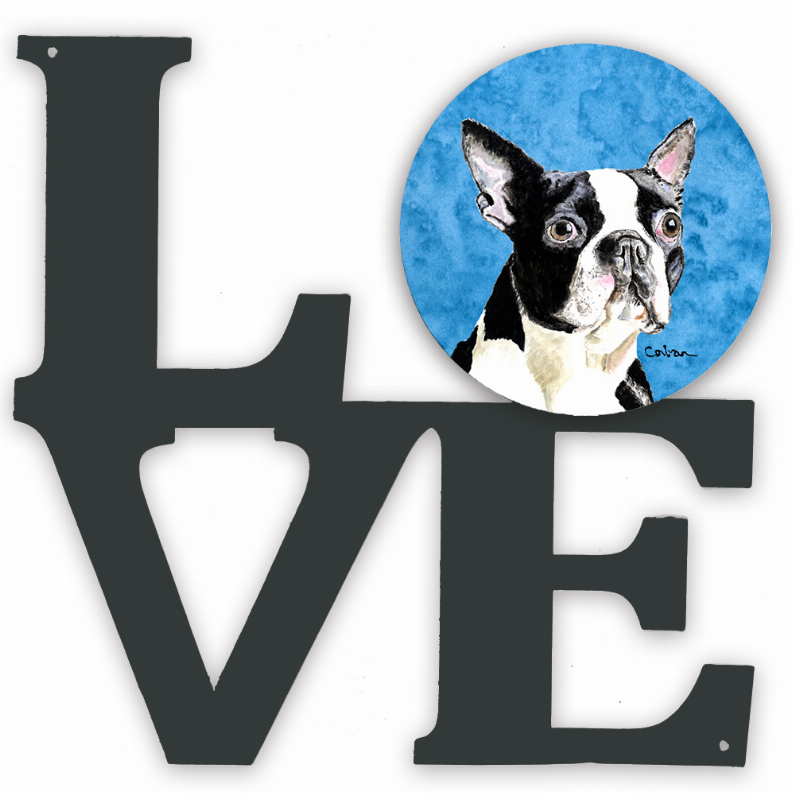 Blue/Pink Dog Metal Wall Artwork LOVE - SC9140BUWALV