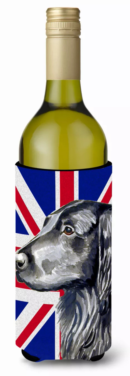 Dog with English Union Jack British Flag Wine Bottle Hugger - S000213B001695P039803V000
