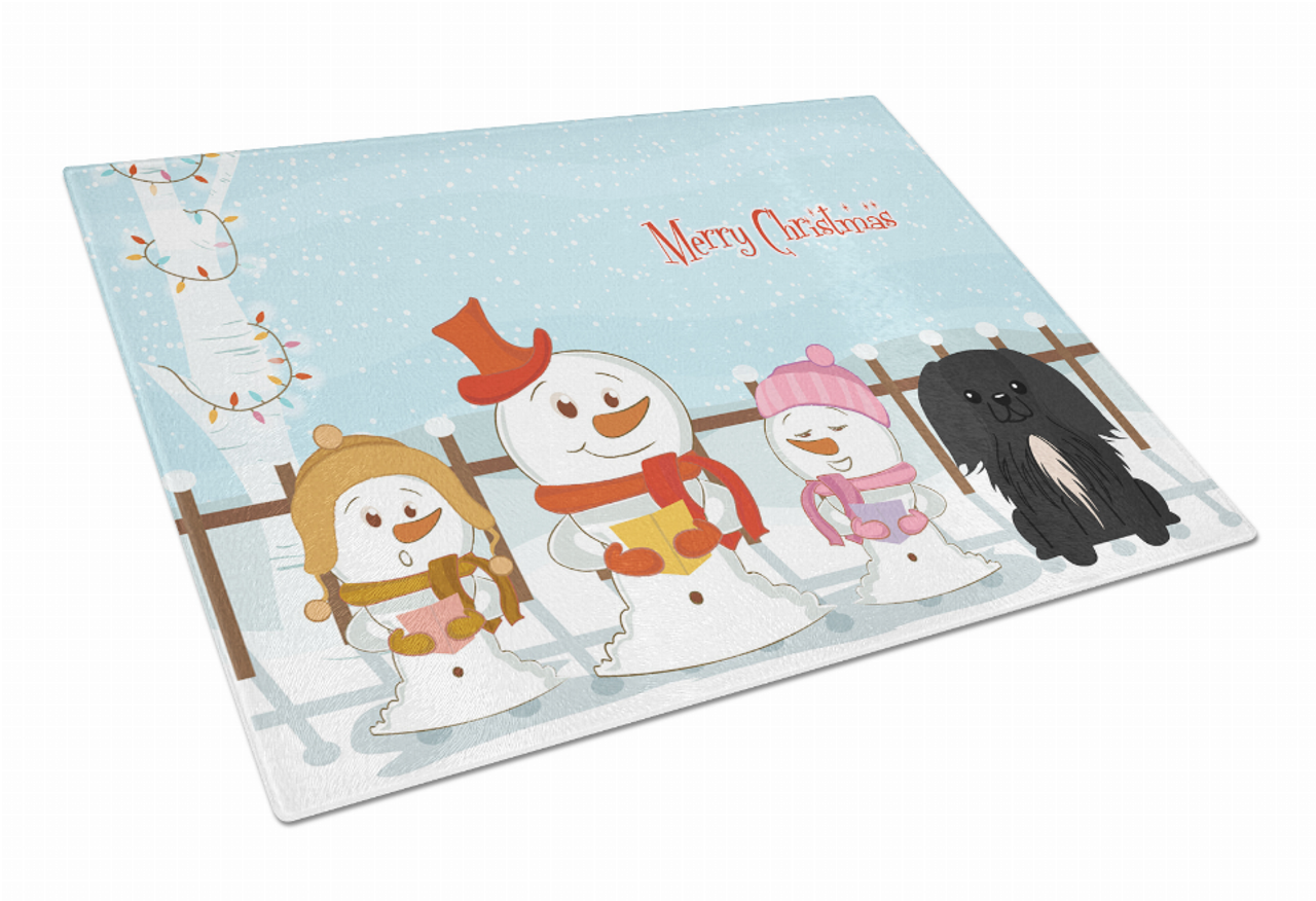 Christmas Carolers Dog Print Glass Cutting Board Large - BB2438LCB