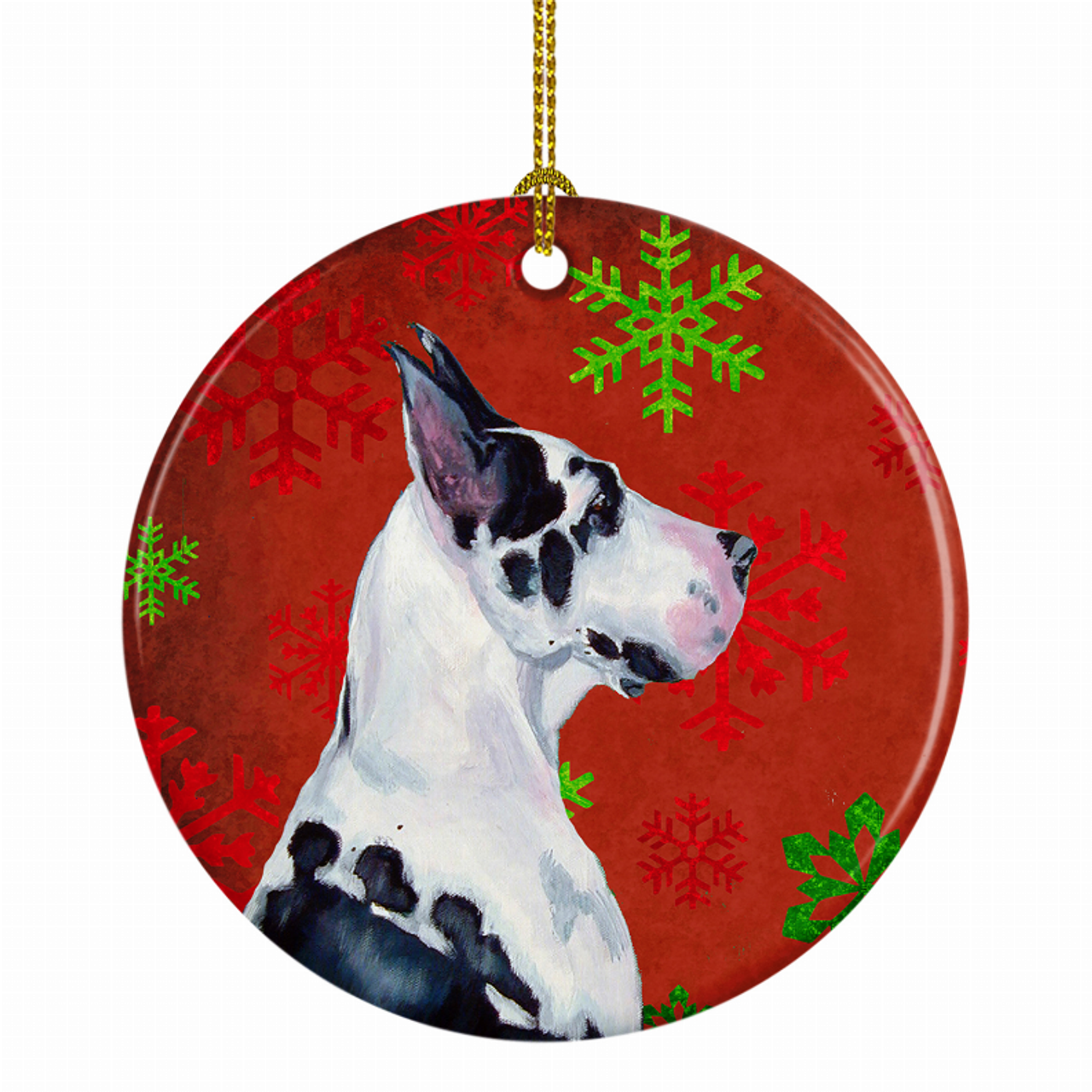 Dog and Christmas Snowflakes Ceramic Ornament - S000213B001695P028144V018