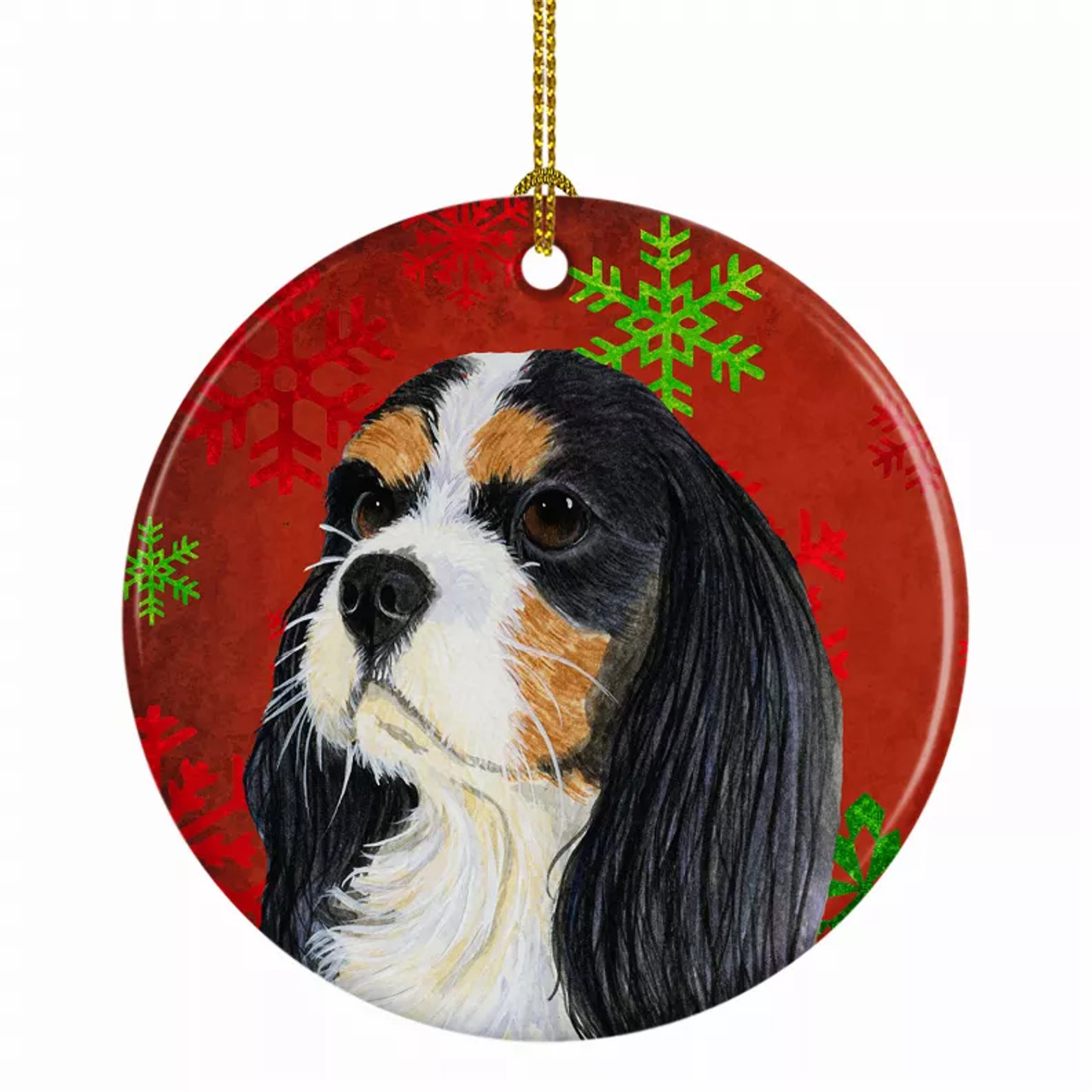 Dog and Christmas Snowflakes Ceramic Ornament - S000213B001695P028144V016