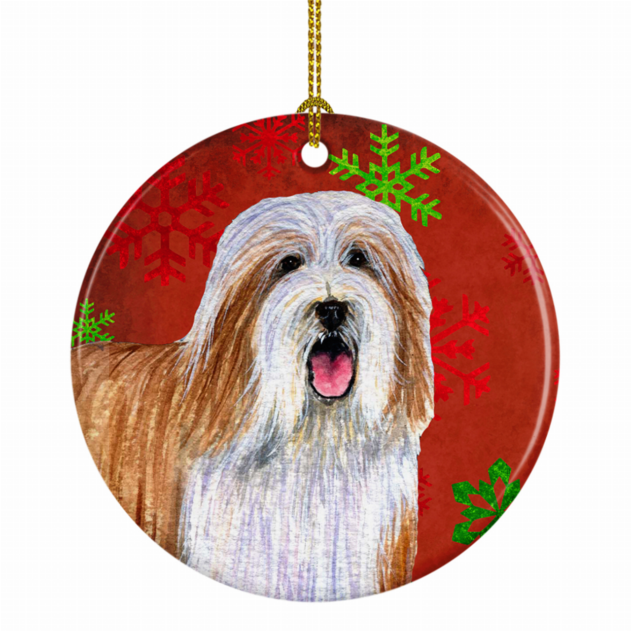 Dog and Christmas Snowflakes Ceramic Ornament - S000213B001695P028144V022