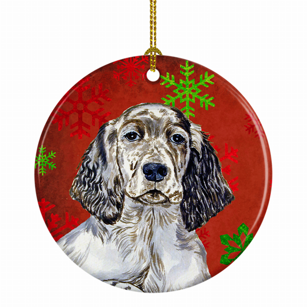 Dog and Christmas Snowflakes Ceramic Ornament - S000213B001695P028144V014