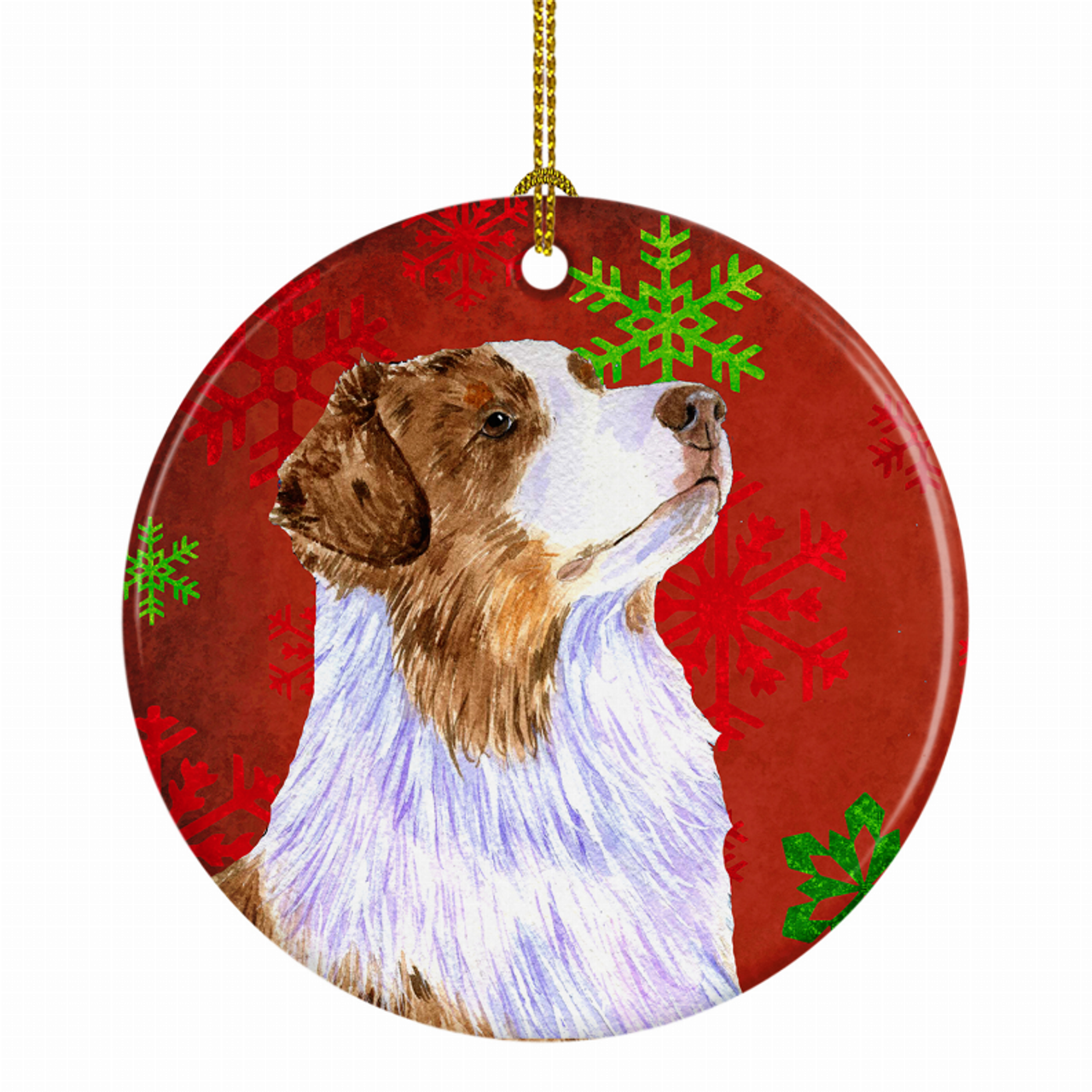 Dog and Christmas Snowflakes Ceramic Ornament - S000213B001695P028144V010