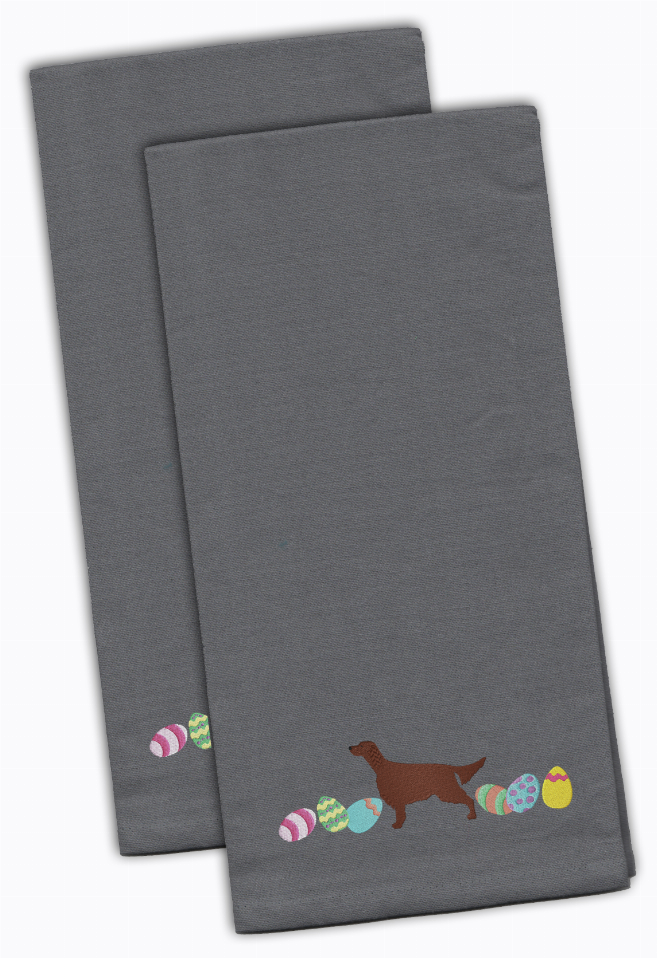 Easter Dog Design Embroidered Kitchen Towel Set of 2 - CK1652GYTWE