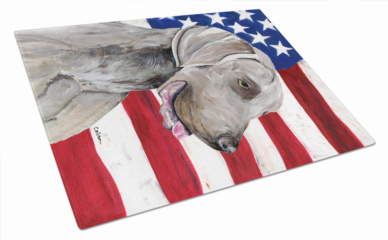 USA American Flag Dog Print Glass Cutting Board Large - S000213B001695P123753V018