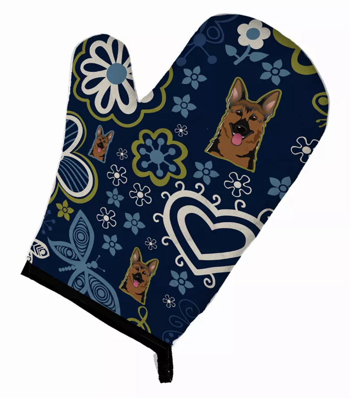 Blue Flowers Dog Art Oven Mitt - S000213B001695P076652V009