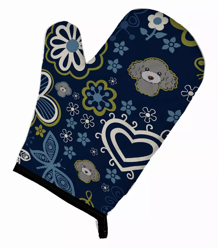 Blue Flowers Dog Art Oven Mitt - S000213B001695P076652V046