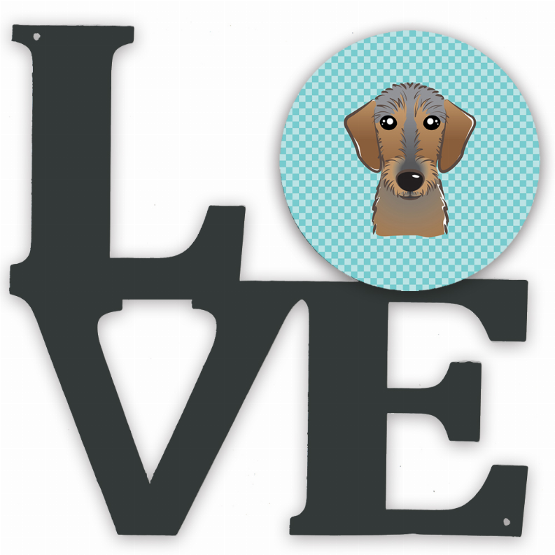 Checkerboard Dog Face Metal Wall Artwork LOVE - S000213B001695P011321V000