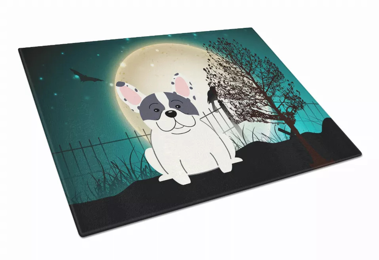 Scary Halloween Dog Print Glass Cutting Board Large - S000213B001695P070077V003