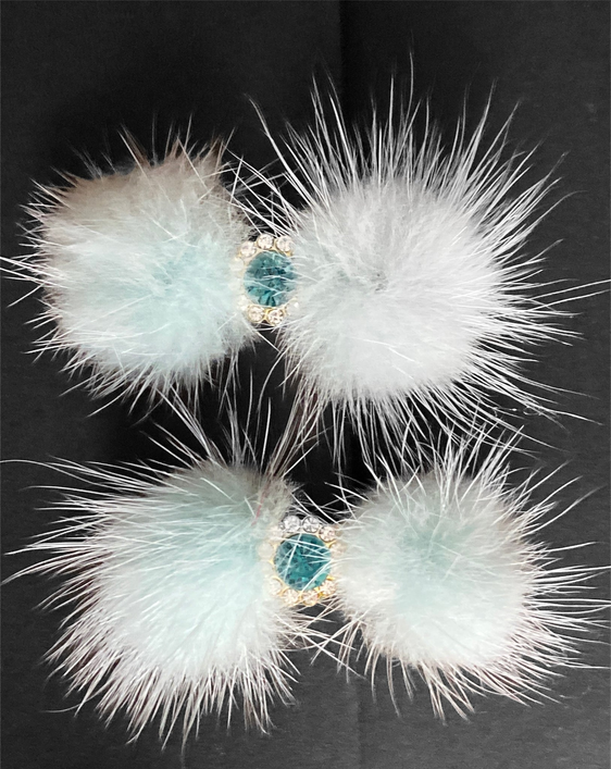 Snowflake Pom Pom Hair Barrettes - S002142B002493P000701V002