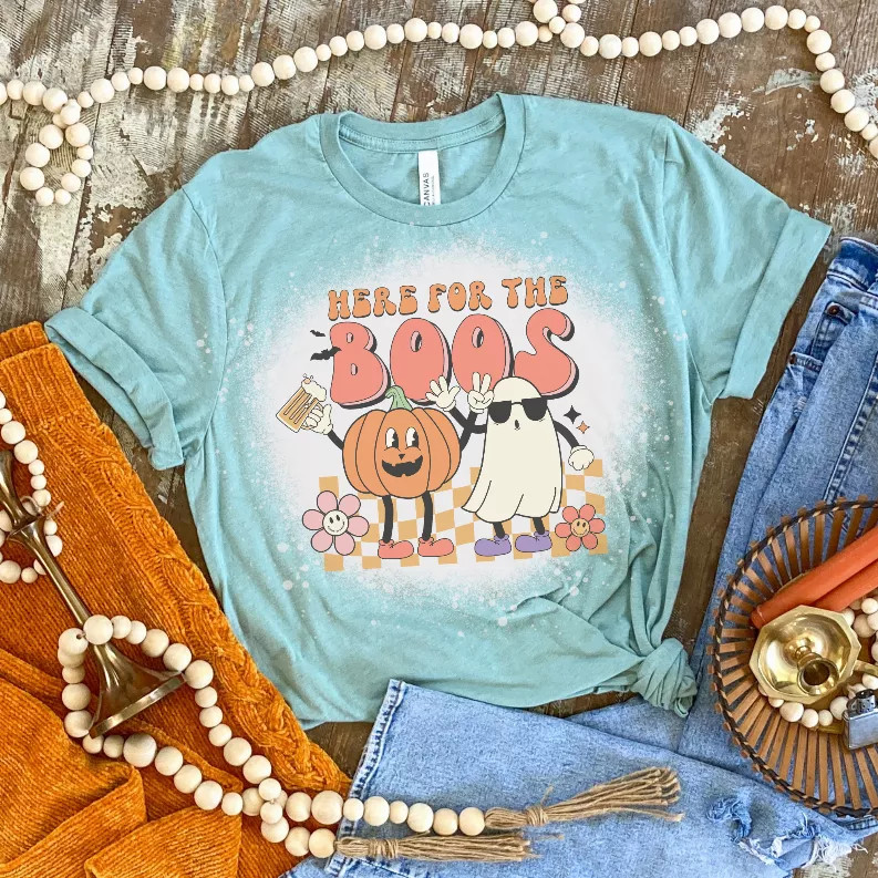 Here For The Boos  Bleached Shirt - S001660B002344P000169V003