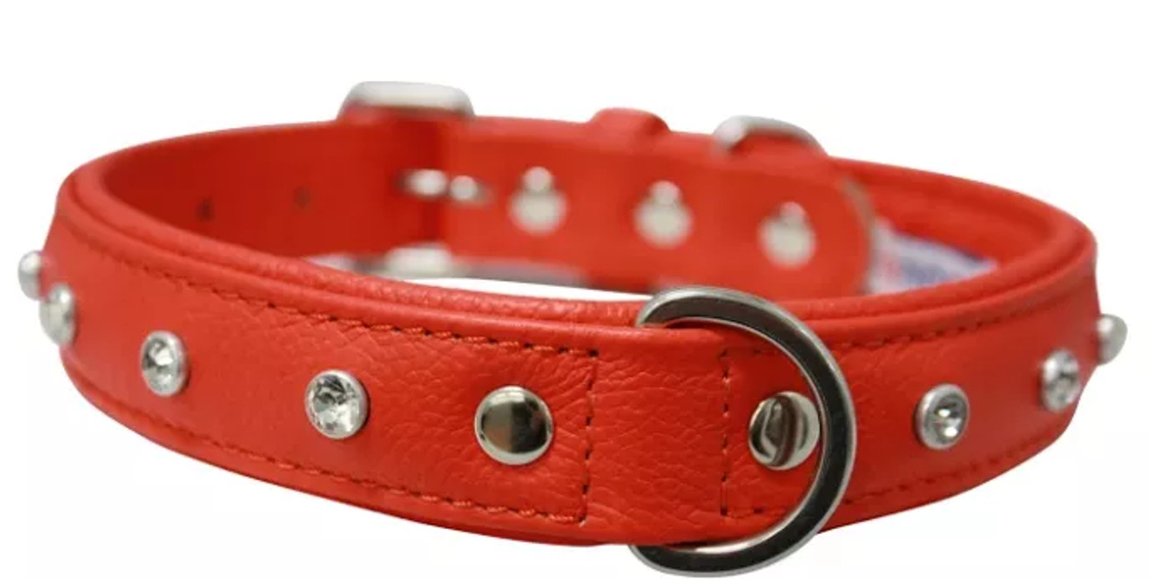 Athens Dog Collar by Angel Rhinestone Collar, 22" X 1"", Goldfish Orange