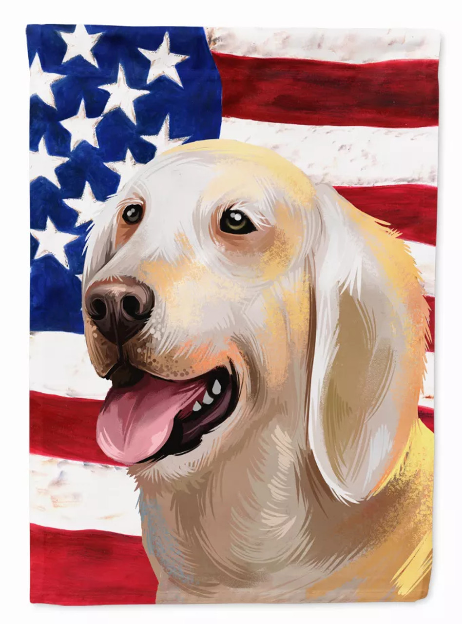American Flag with Dog Artwork Flag Garden Size - S000213B001695P013771V017