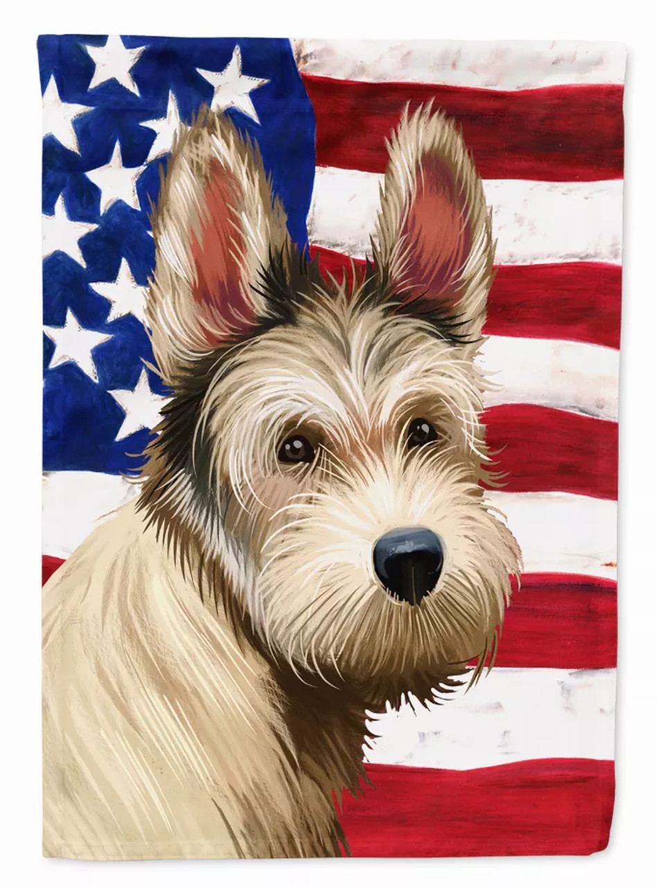 American Flag with Dog Artwork Flag Garden Size - S000213B001695P013771V014