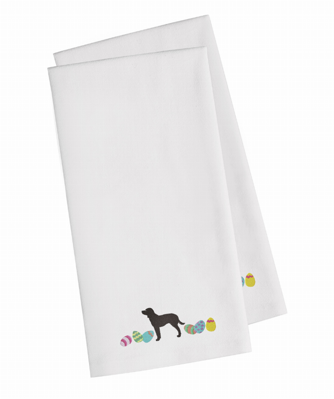 Easter Dog Design Embroidered Kitchen Towel Set of 2 - CK1597WHTWE