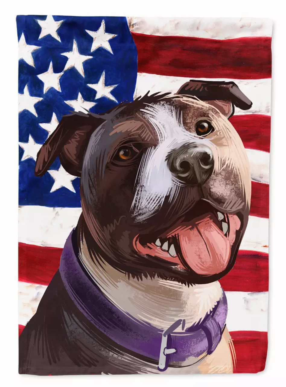 American Flag with Dog Artwork Flag Garden Size - S000213B001695P013773V017