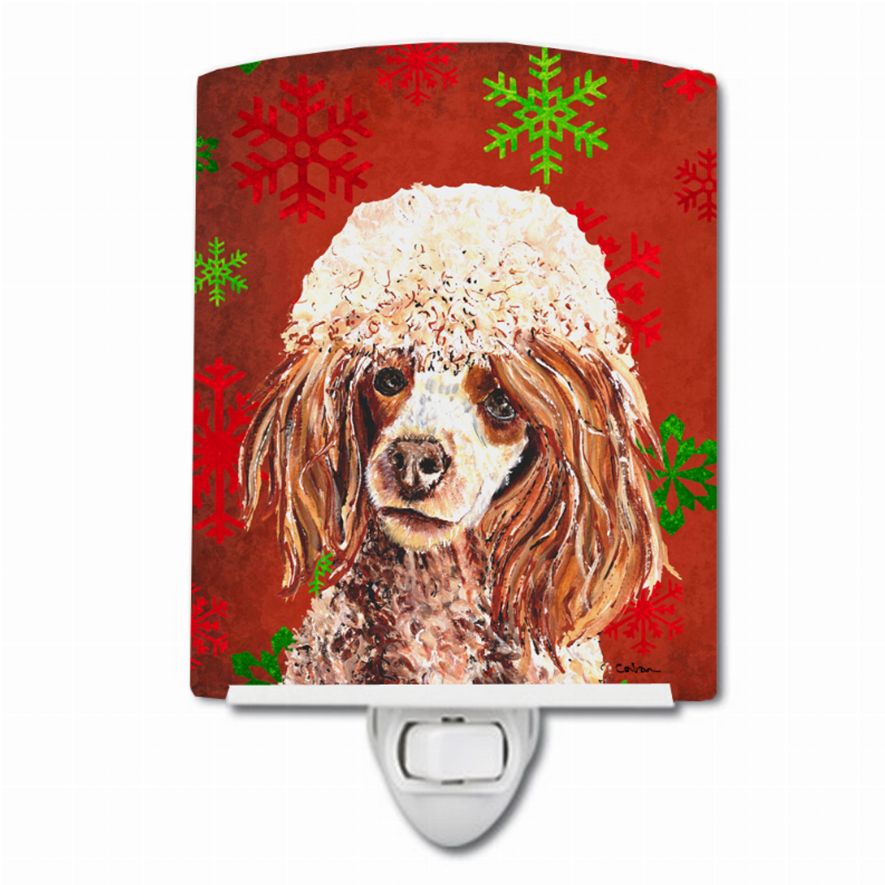 Snowflakes Holiday Dog Art Ceramic Night Light - SC9747CNL
