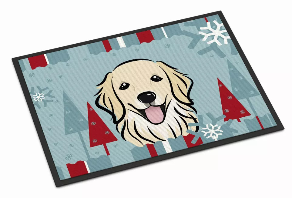 Winter Holiday Dog Art Indoor or Outdoor Mat - S000213B001695P056614V004
