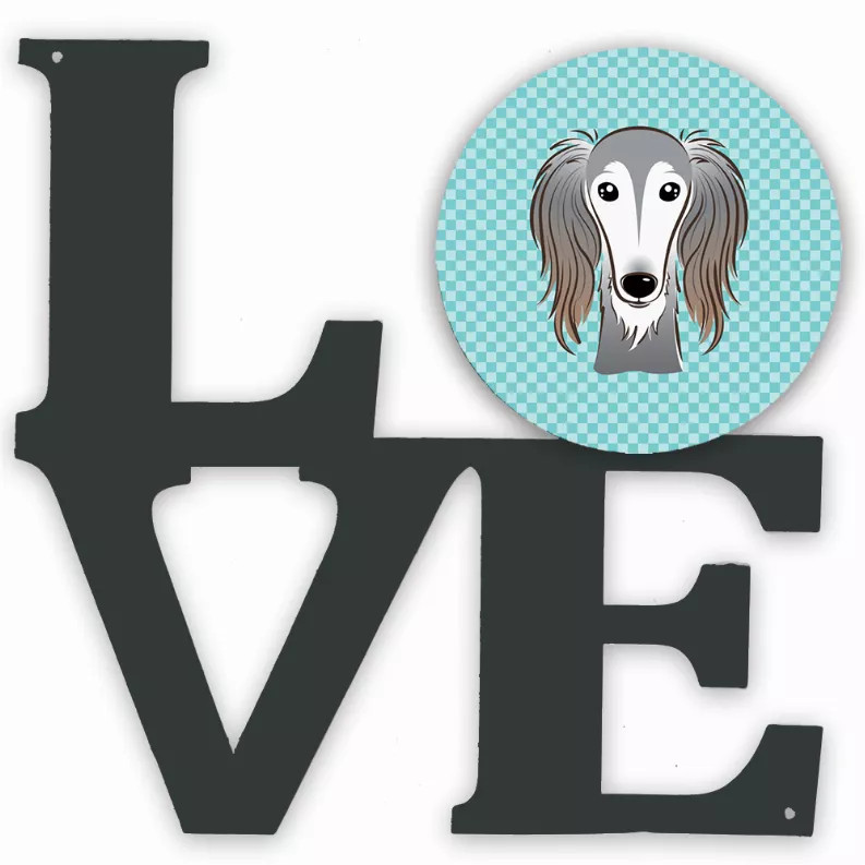 Checkerboard Dog Face Metal Wall Artwork LOVE - S000213B001695P011317V000