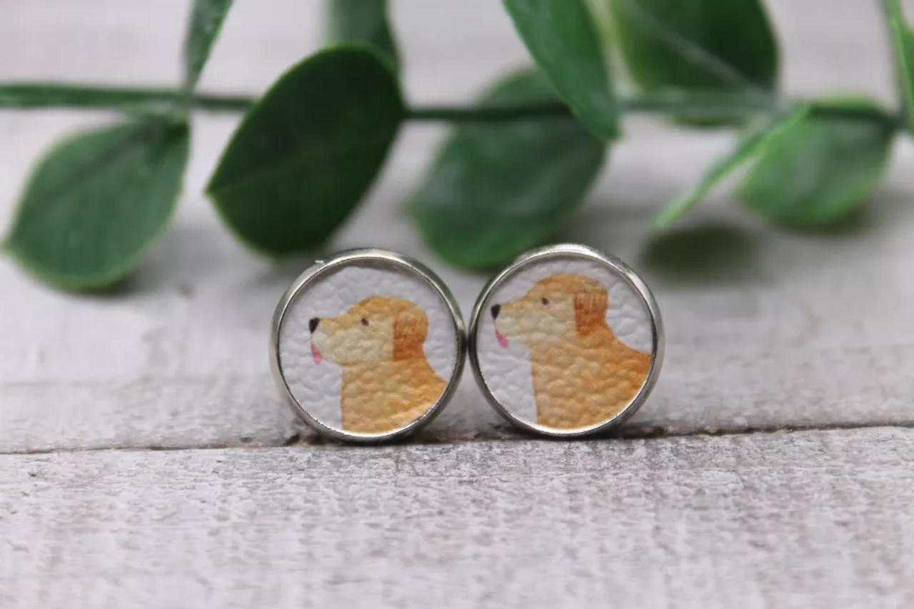 Golden Lab Dog Breeds || Stud Earrings || Hypoallergenic