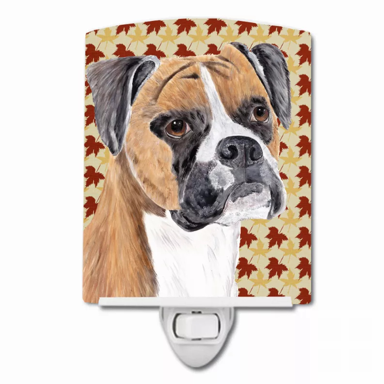 Fall Leaves Dog Art Portrait Ceramic Night Light - S000213B001695P103308V000