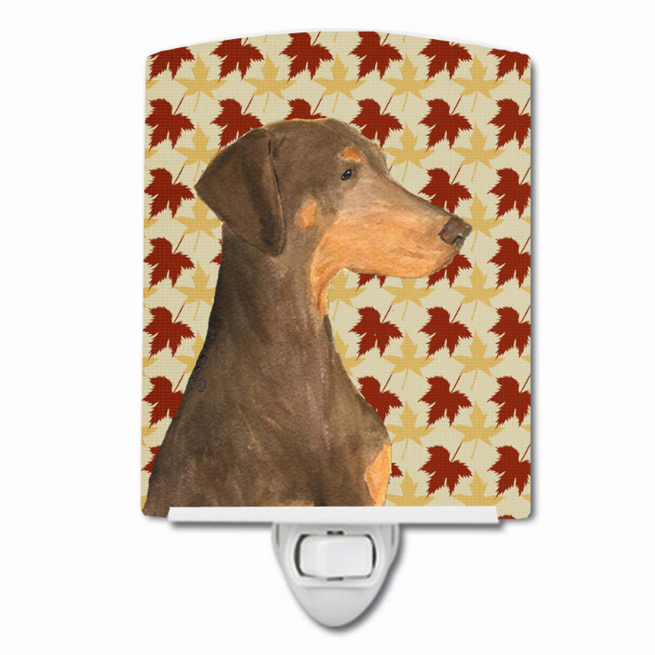 Fall Leaves Dog Art Portrait Ceramic Night Light - SS4377CNL