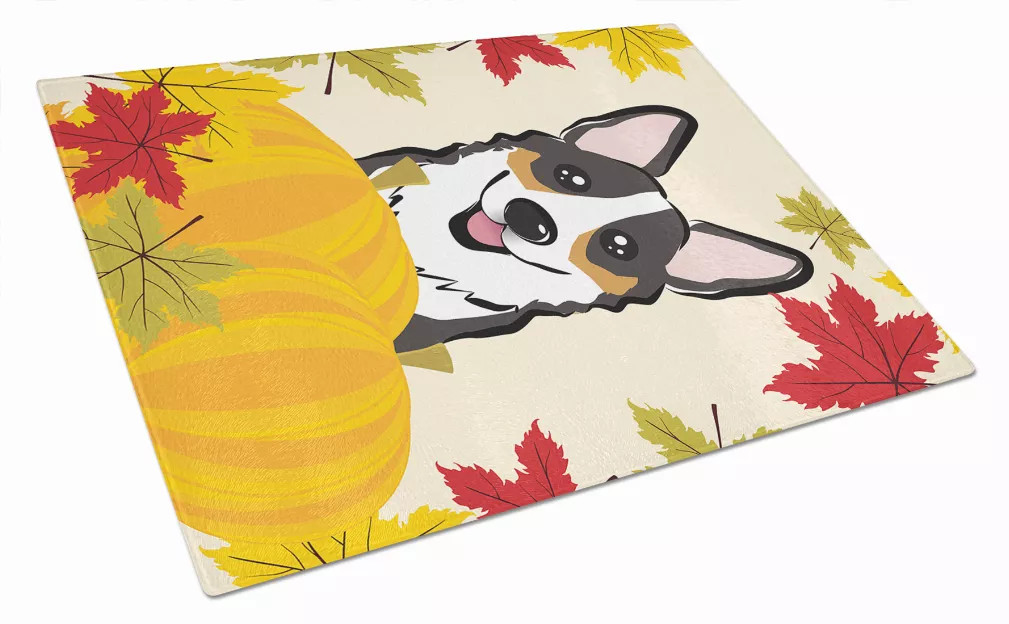 Thanksgiving Dog Print Glass Cutting Board Large - S000213B001695P022227V029
