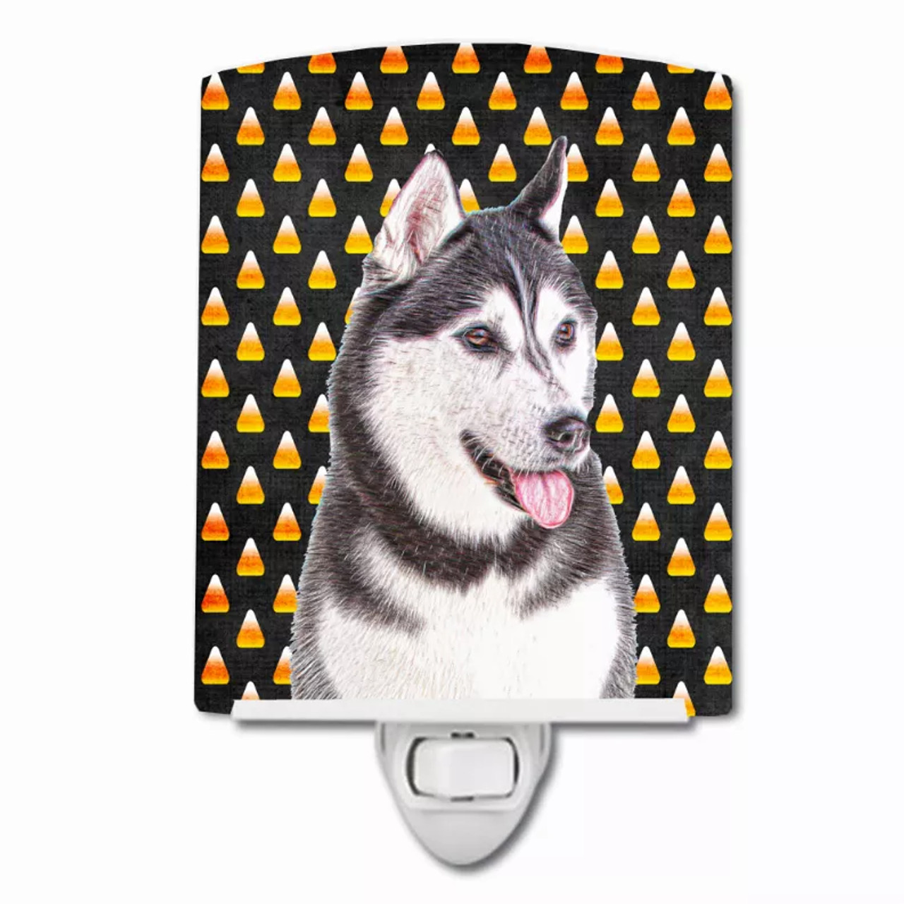 Candy Corn Halloween Dog Art Portrait Ceramic Night Light - KJ1210CNL