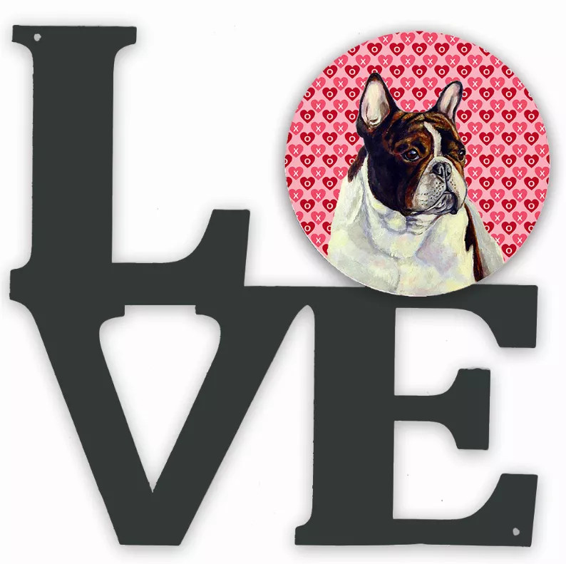 Dog Hearts Love and Valentine's Day Portrait Metal Wall Artwork LOVE - S000213B001695P012591V000