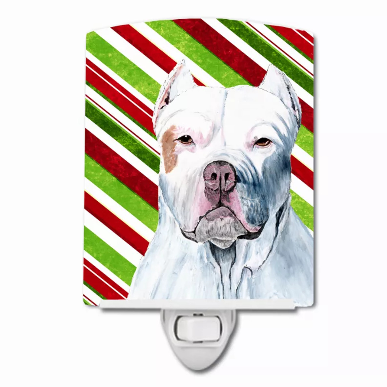 Candy Cane Holiday Christmas Dog Art Ceramic Night Light - S000213B001695P103034V000