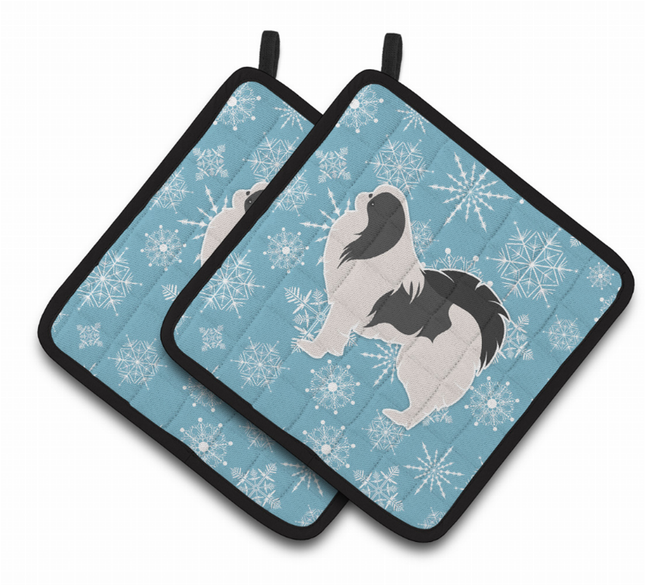 Snowflake and Dog Art Pair of Pot Holders - S000213B001695P074710V007