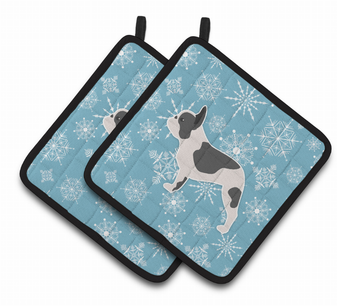 Snowflake and Dog Art Pair of Pot Holders - S000213B001695P074710V011