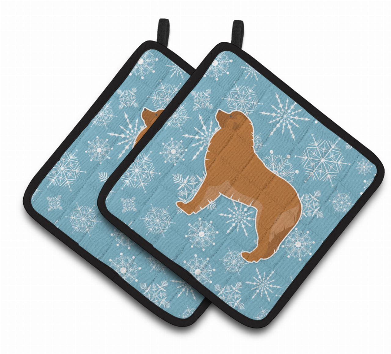 Snowflake and Dog Art Pair of Pot Holders - S000213B001695P074710V028
