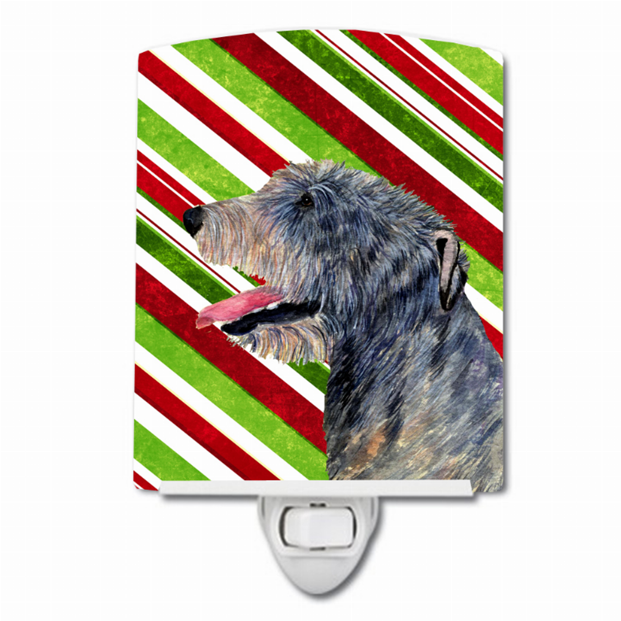 Candy Cane Holiday Christmas Dog Art Ceramic Night Light - SS4575CNL