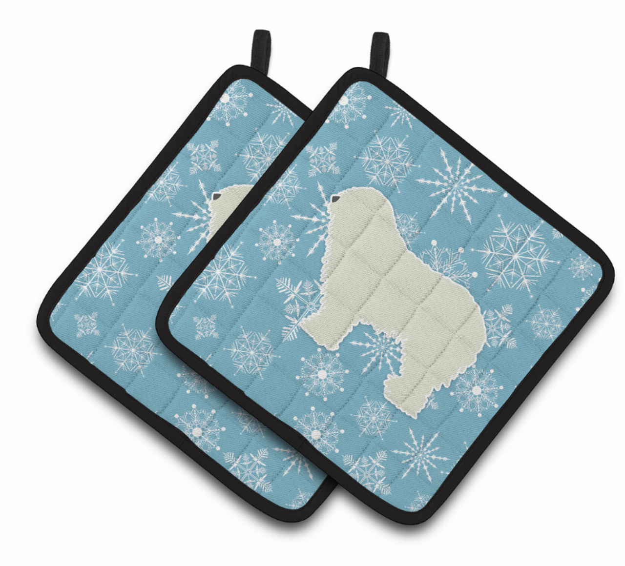 Snowflake and Dog Art Pair of Pot Holders - S000213B001695P074710V025