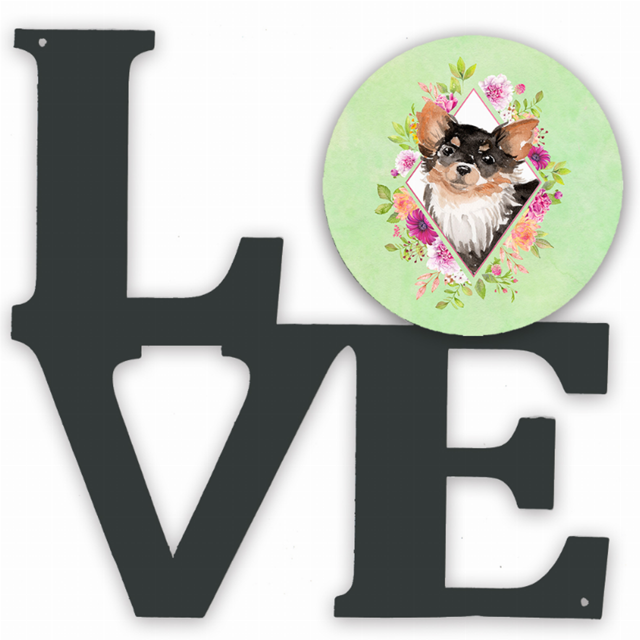 Dog Breed Flowers Design Metal Wall Artwork LOVE - CK4385WALV