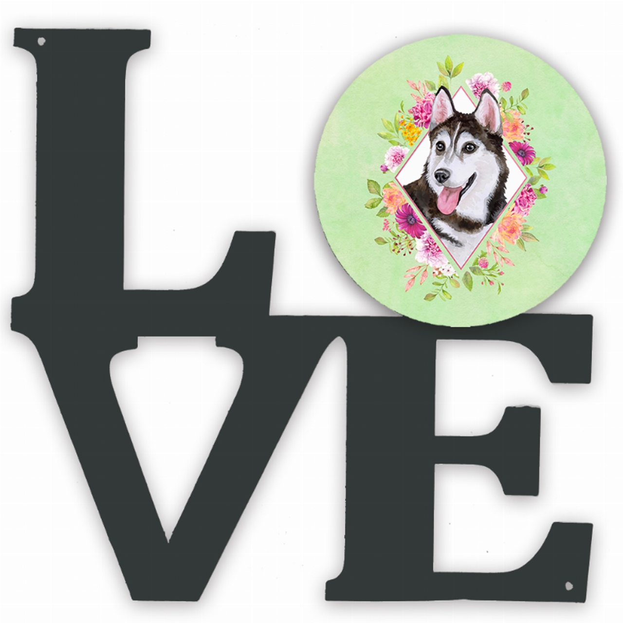 Dog Breed Flowers Design Metal Wall Artwork LOVE - CK4311WALV