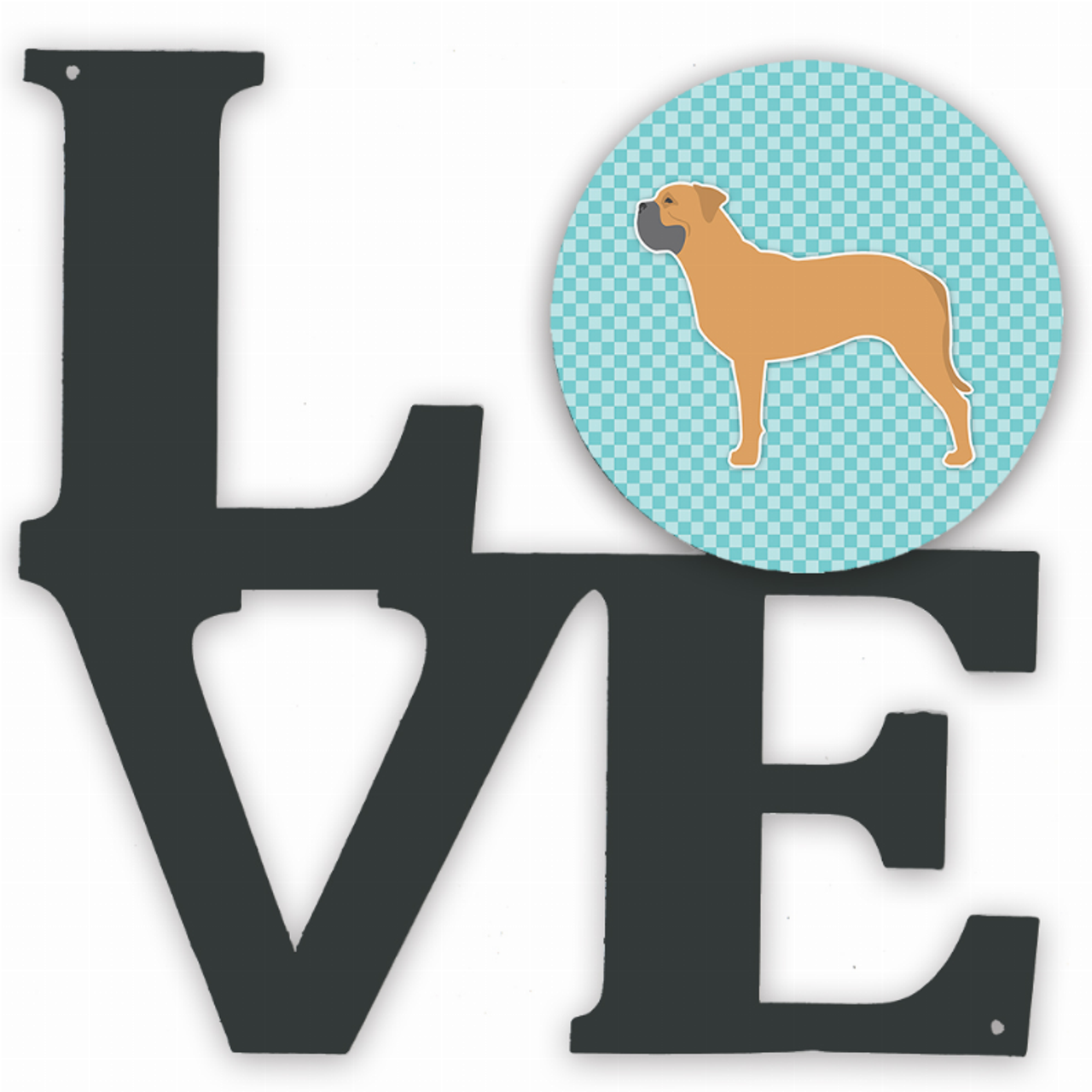 Checkerboard Dog Profile Metal Wall Artwork LOVE - BB3771WALV