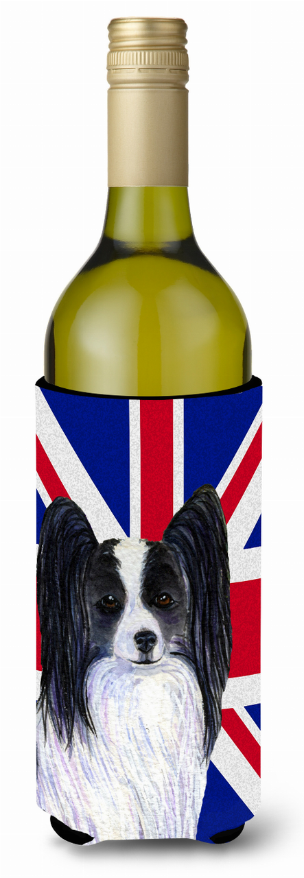 English Union Jack British Flag Design with Dog Wine Bottle Hugger - SS4947LITERK