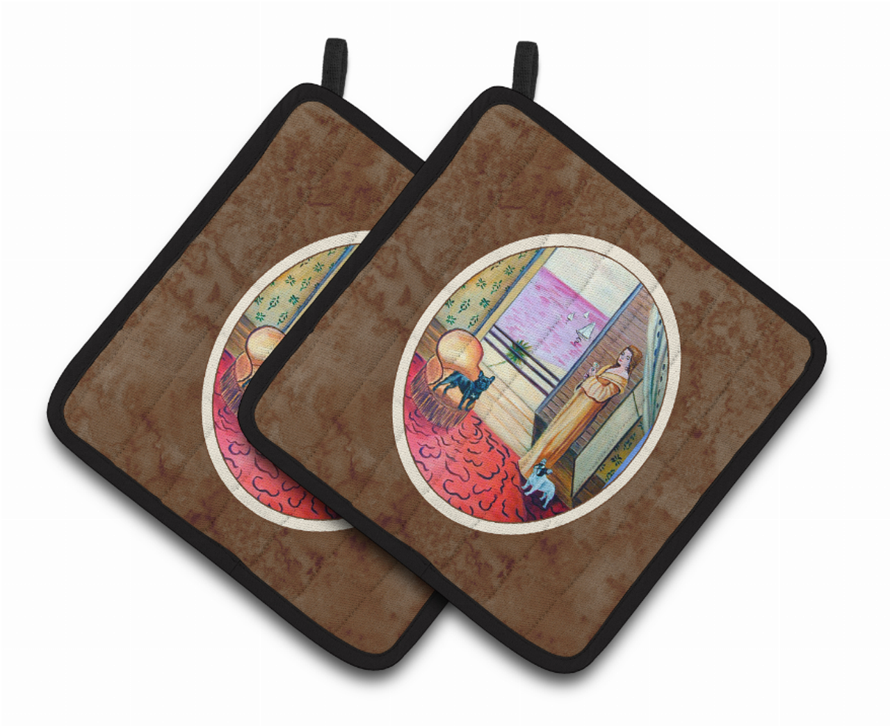 Dog Artwork Pair of Pot Holders - 7128PTHD