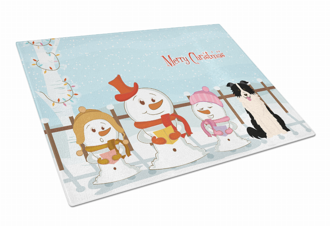 Christmas Carolers Dog Print Glass Cutting Board Large - BB2449LCB
