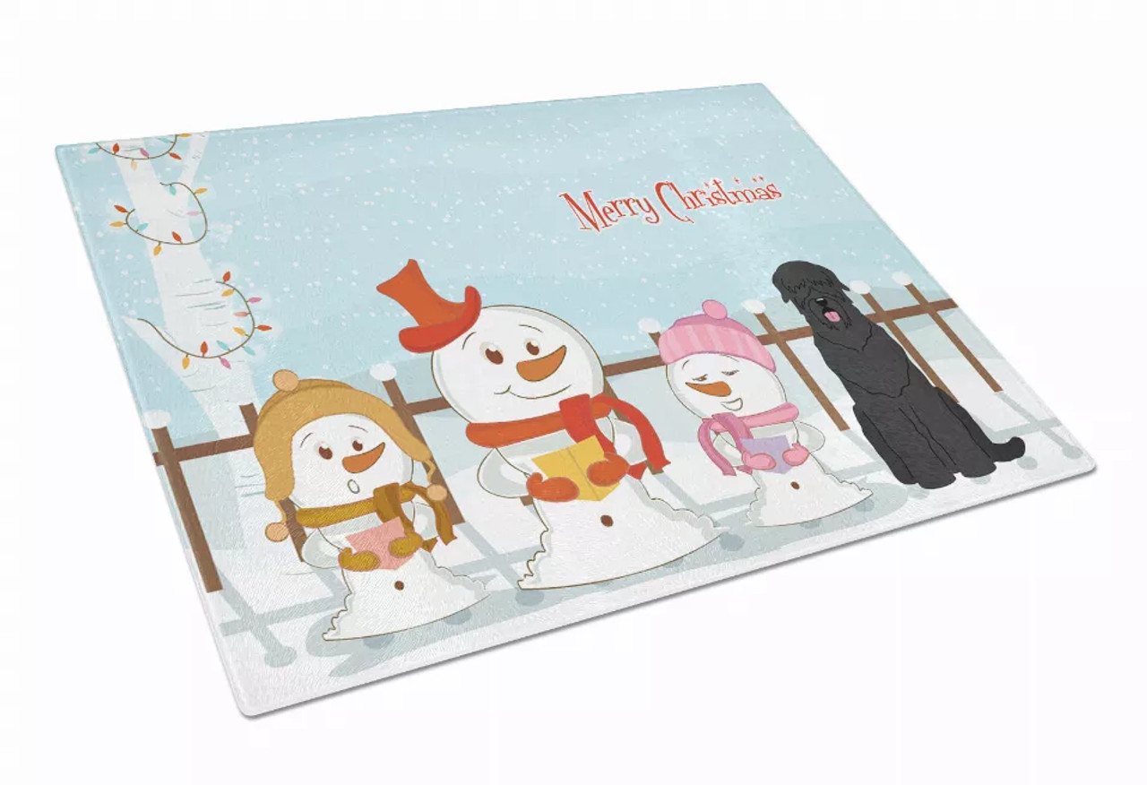 Christmas Carolers Dog Print Glass Cutting Board Large - S000213B001695P070083V003
