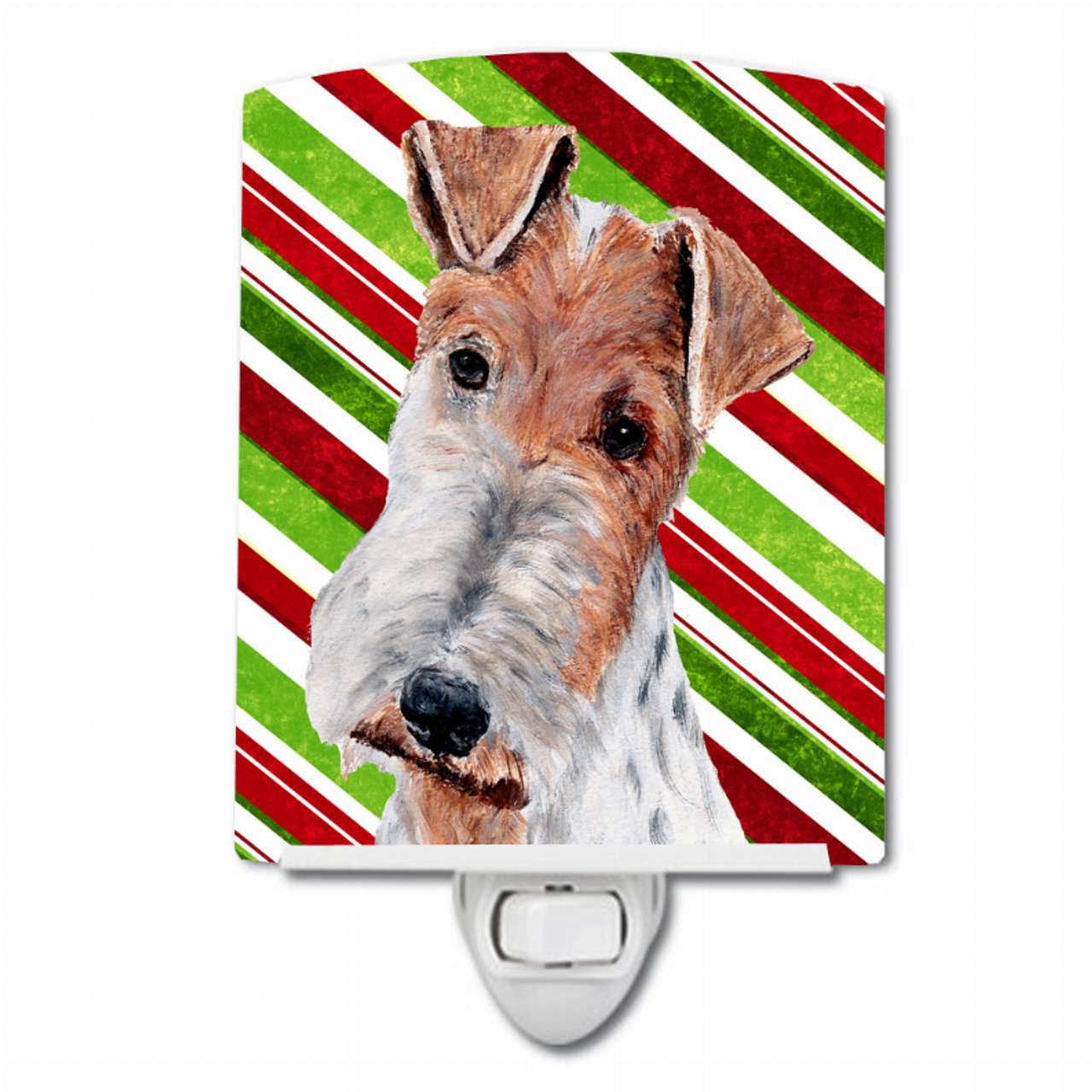 Candy Cane Holiday Christmas Dog Art Ceramic Night Light - SC9796CNL